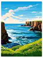 Вектор Северное побережье 500 шотландии винтажный туристический плакат сувенир почтовая карточка портретная живопись иллюстрация wpa
