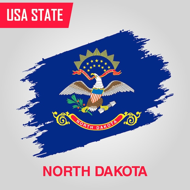 North Dakota State Region of United States of America Grunge Vector flag template