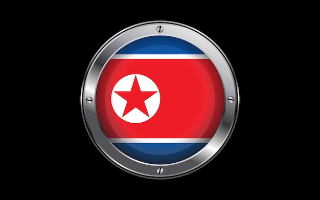 Vettore bandiera della corea del nord nel vettore 3d
