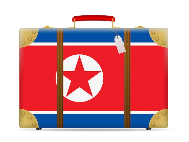 North korea flag travel suitcase