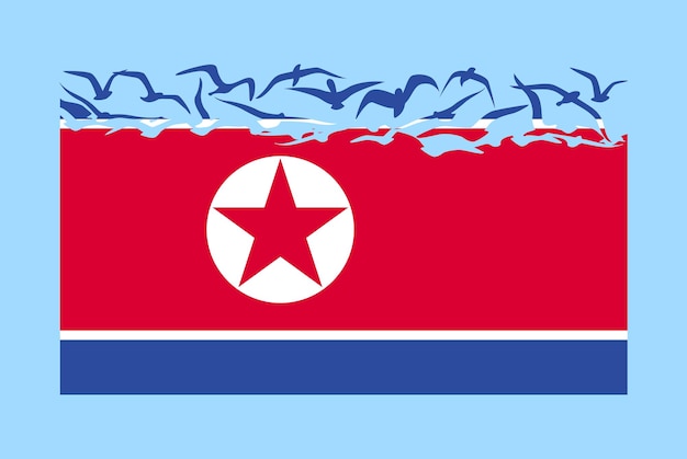 North korea flag with freedom concept north korea flag transforming into flying birds vector