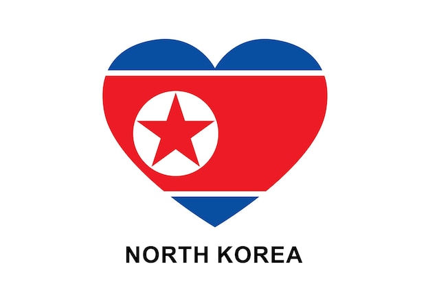 Bandiere del cuore della corea del nord piatte