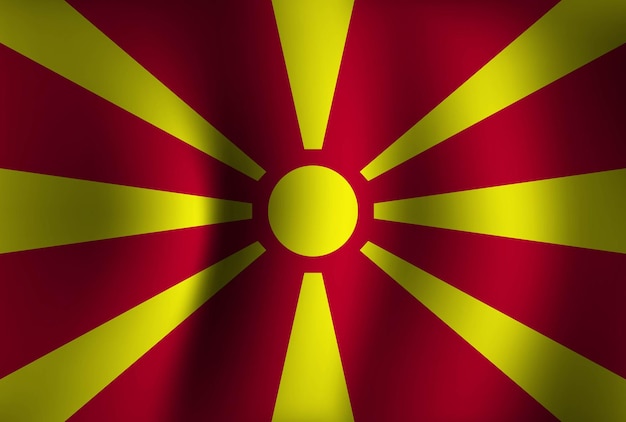 北マケドニアの旗の背景を振って 3 D ナショナル バナーの壁紙