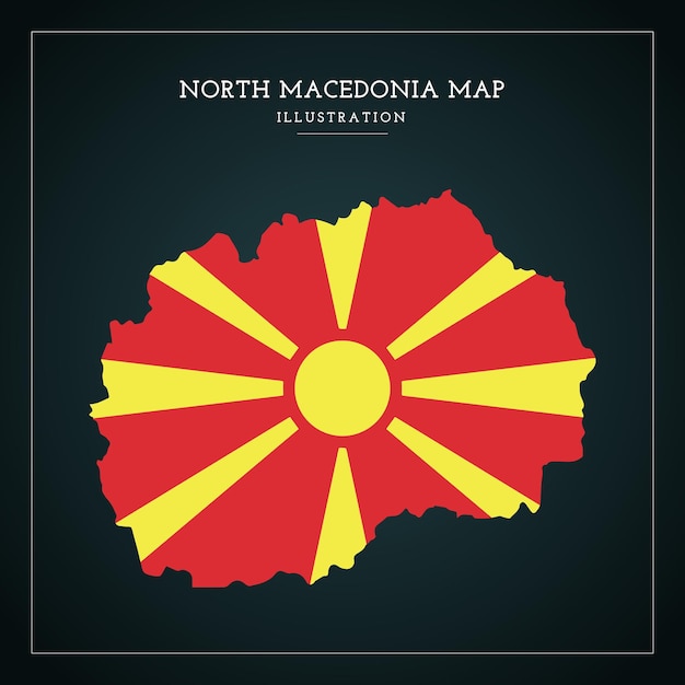 Vettore illustrazione vettoriale della mappa della bandiera della macedonia del nord