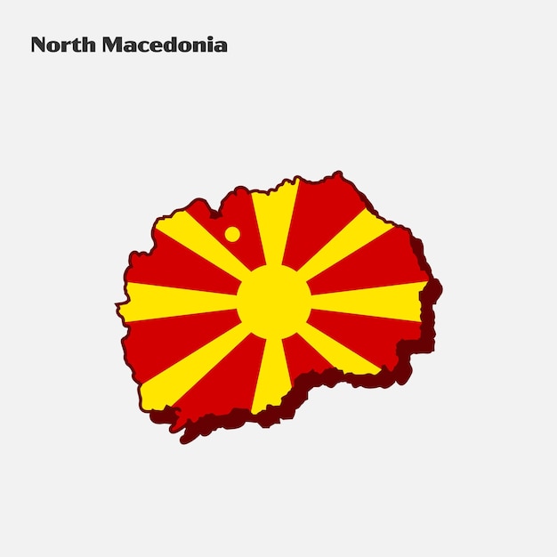 North macedonia nation flag map infographic