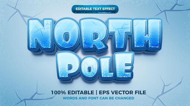 North pole 3d editlabe text effect cartoon style
