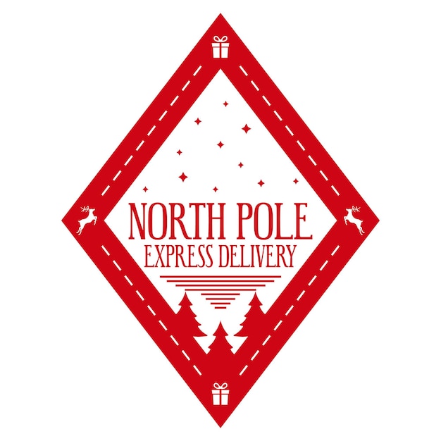 North pole express delivery  vertical stamp design for letters or gifts