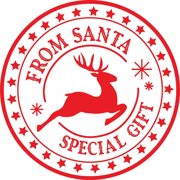 Vector north pole santa airmail stamp vector. round design illustration silhouette.