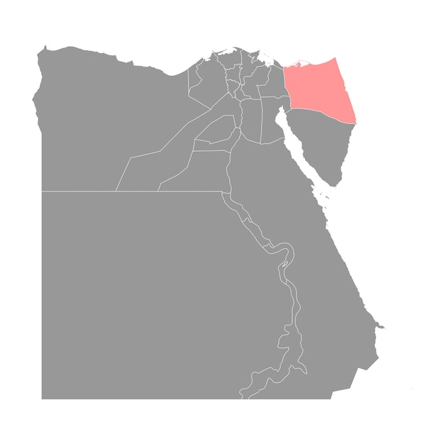 Вектор Карта провинции северный синай административное деление египта векторная иллюстрация