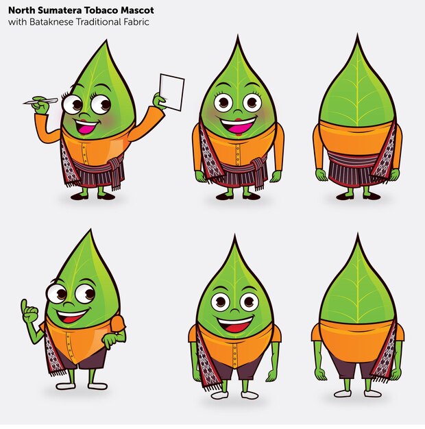 Vector north sumatera mascot tobaco leaves