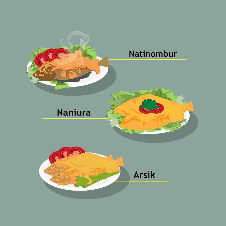 Vector north sumatra culinary, indonesian food