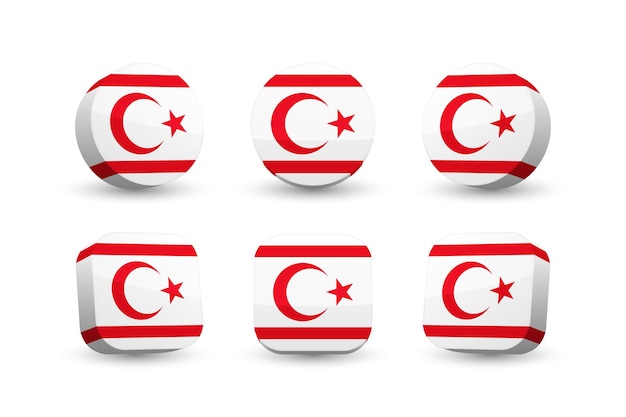 Northern Cyprus flag 3d vector illustration button flag of Northern Cyprus isolated on white