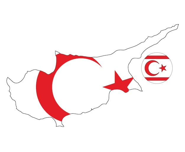 Vector northern cyprus map and flag vector