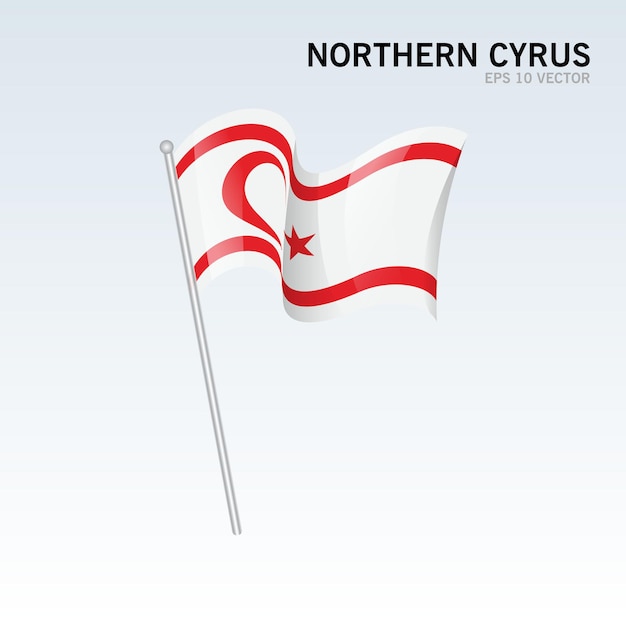 Northern Cyprus waving flag isolated on gray