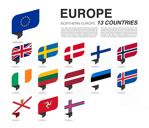 Northern europe flag pin flat design