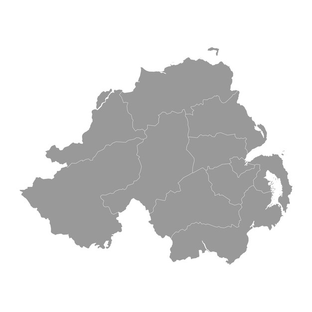 Northern ireland grey with administrative districts vector illustration