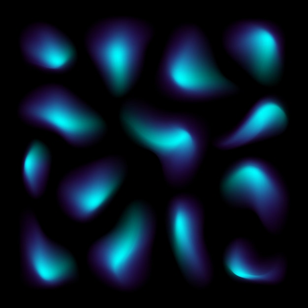 Vector northern lights fluid blurred shapes transparent aurora borealis lights isolated on black