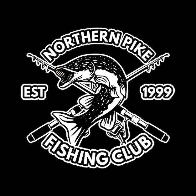 Northern pike black and white logo template