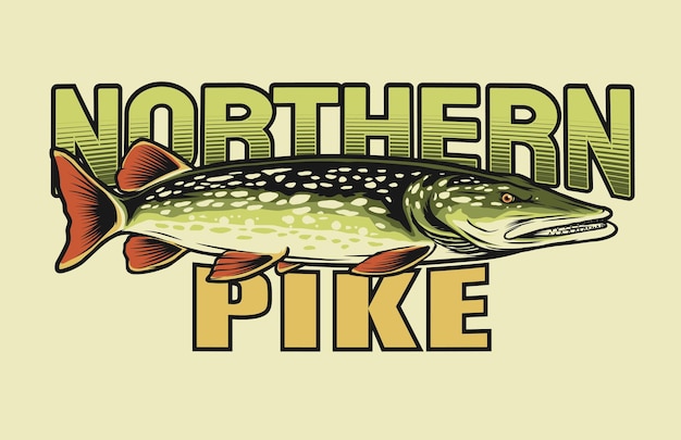 Vector northern pike fish vector logo