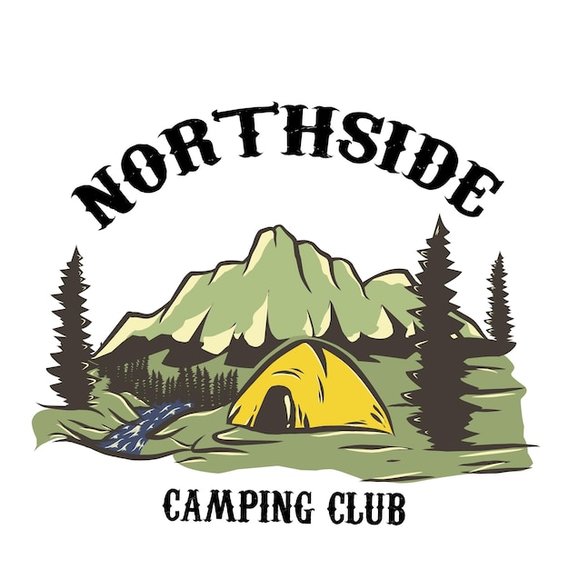 Northside - 캠핑 클럽. 텐트, 산의 그림