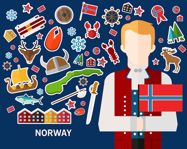 Norway concept background .flat icons