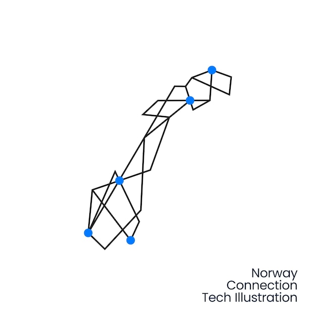 Norway Connection Tech Technology Geometric Polygonal Logo Vector Icon Illustration