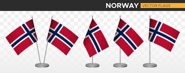 Norway desk flags mockup 3d vector illustration table flag of norway