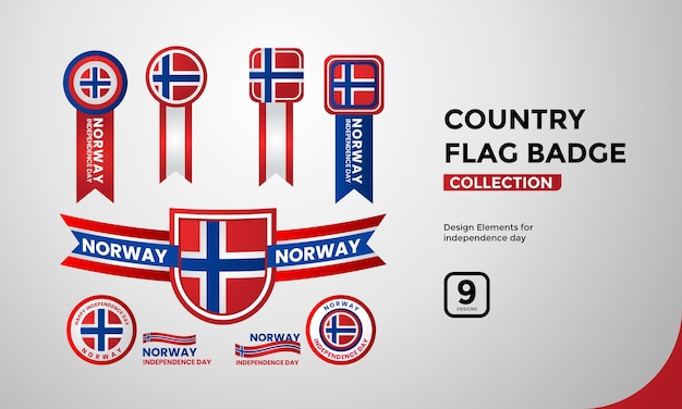 Collezione vettoriale di badge bandiera norvegia