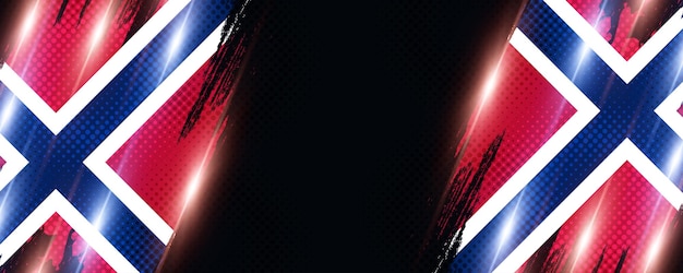 Norway Flag in Brush Paint Style with Halftone and Glowing Light Effects Norway National Flag Background with Grunge Concept