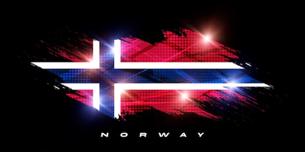 Norway flag in brush paint style with halftone and glowing light effects norway national flag background with grunge concept