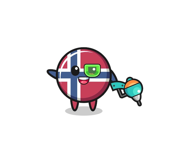 Norway flag cartoon as future warrior mascot  cute design