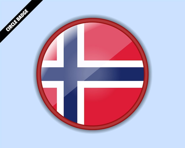 Vector norway flag circle badge vector design rounded sign with reflection