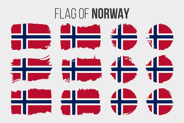 Norway flag Illustration brush stroke and grunge flags of Norway isolated on white