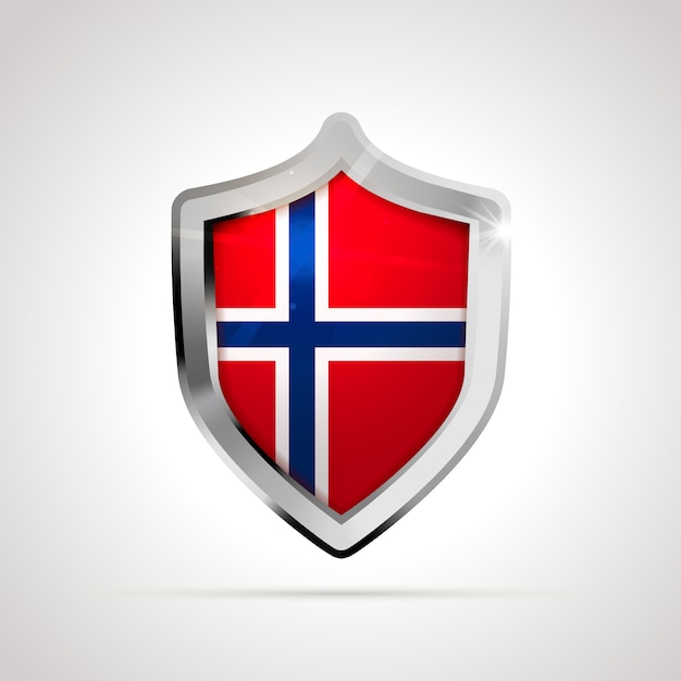 Norway flag projected as a glossy shield