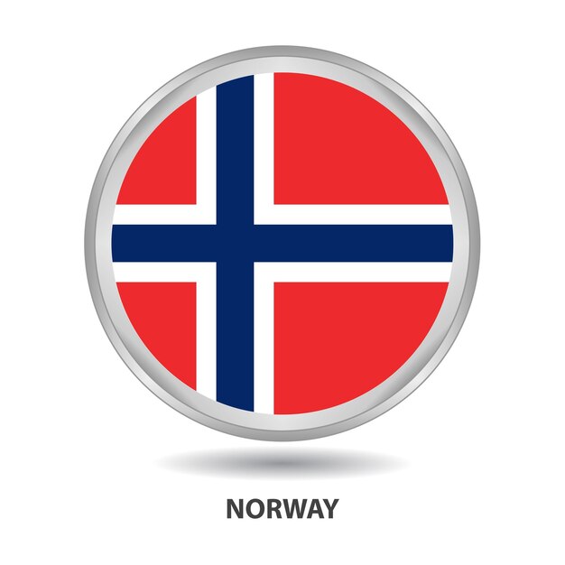 Norway round flag design is used as badge, button, icon, wall painting