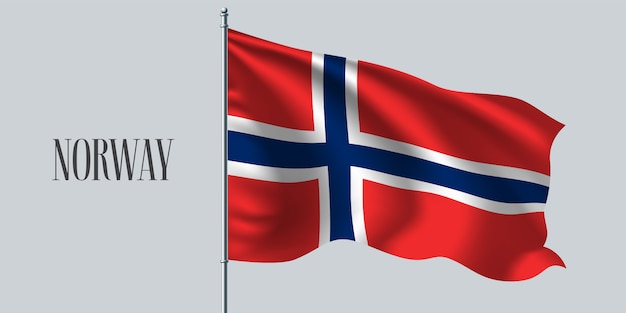 Norway waving flag on flagpole