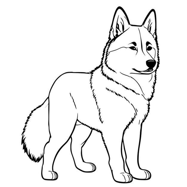 Vector norwegian elkhound vector illustration line art