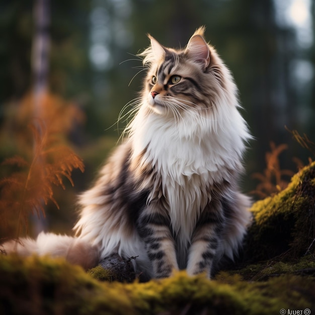 Vector norwegian forest kitten cat