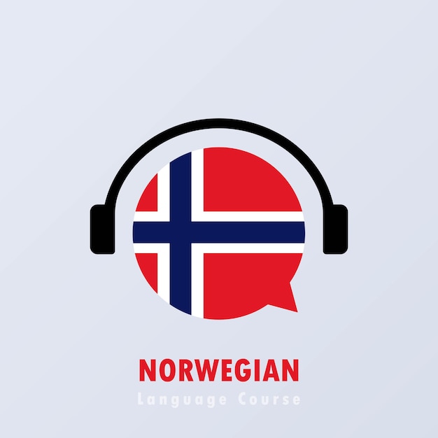 Norwegian language course banner. distance education. vector eps 10. isolated on background.