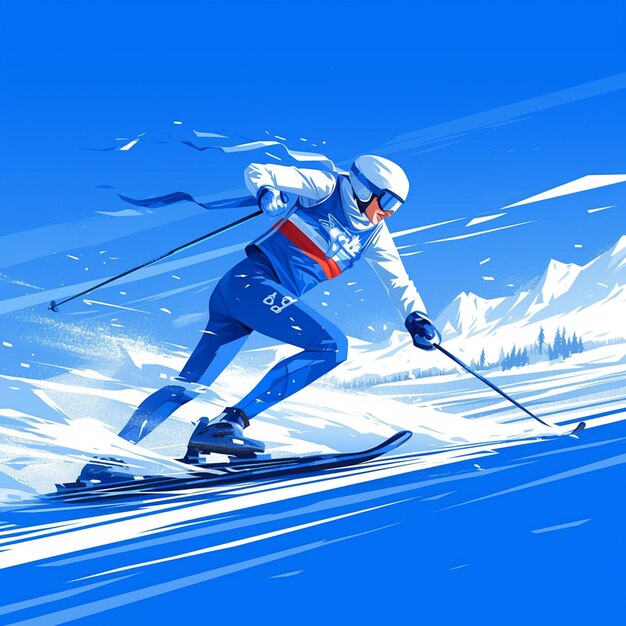 Vector a norwegian woman is crosscountry skiing