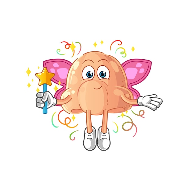 Nose fairy with wings and stick cartoon mascot vectorxA