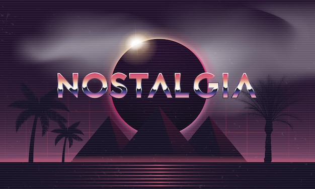 nostalgia 80's logo solar eclipse background retro 80's background template
