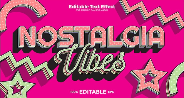 Nostalgia Vibes bewerkbaar teksteffect in moderne trendstijl