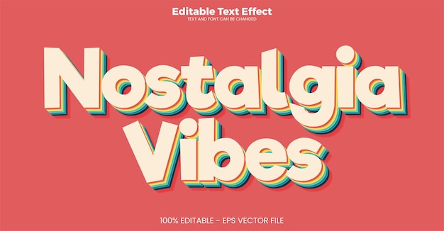 Nostalgia Vibes bewerkbaar teksteffect in moderne trendstijl