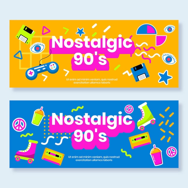 Nostalgic 90's horizontal banners