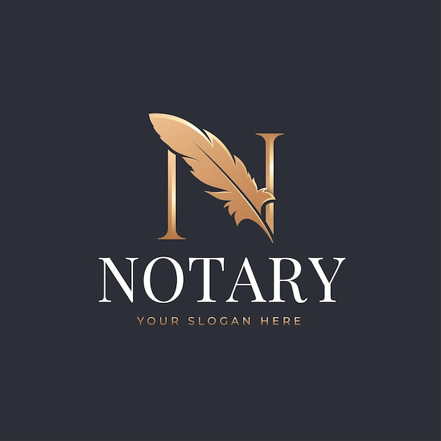 Notary letter n with feather logo