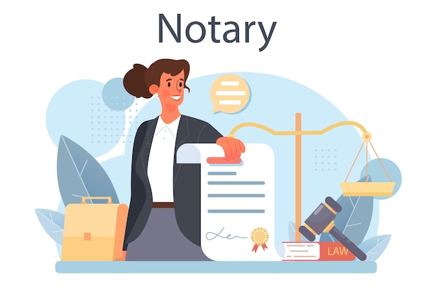 Notary service concept. Isolated flat vector illustration