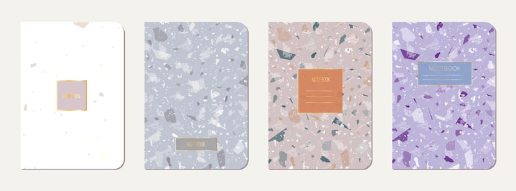 Vector note book cover design terrazzo abstract
