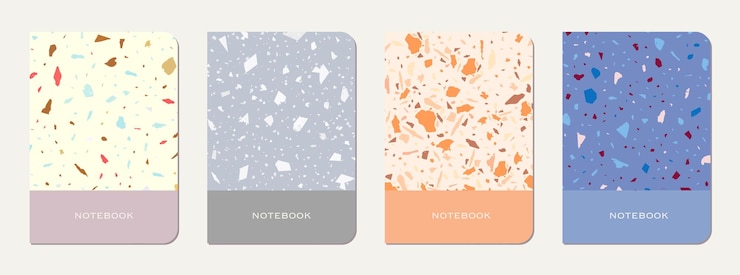 Vector note book cover design terrazzo abstract