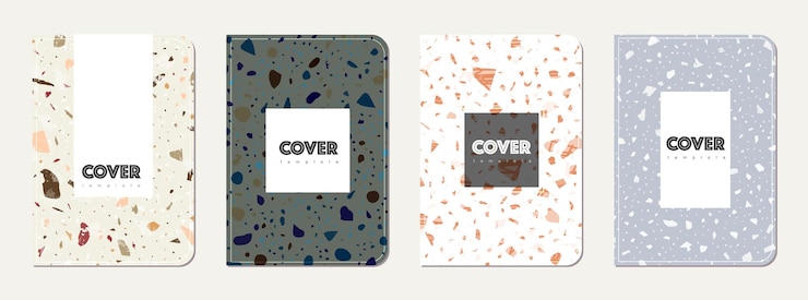 Vector note book cover design terrazzo abstract